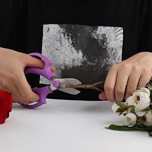 YYG Floral Shears, Premium Steel Garden Pruning Shears Floral Fruits Leaf Scissors Hand Pruner Snip Trimming Tool for Gardening Flower (Purple, 6