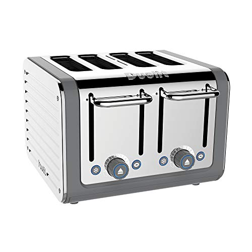Dualit Architect 4 Slice Toaster | Stainless Steel with Grey Trim|Extra-Wide Slots–Peek and Pop Function 46526 & 72926 Architect Kettle | 1.5 Lit