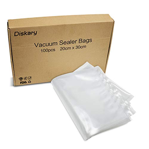 Diskary Vacuum Sealer Bags for Sous Vide Cooking, Vegetables and Meat Storage Plastic Bags, 20 x 30 cm (100 Bags)