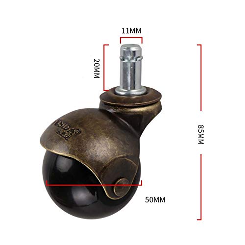SKOAJAS Plate Casters 4 x Office Chair Castor wheels 2 inch 50mm Stem M11 Nylon Ball Swivel Casters 60kg per wheel Wear resistant Universal for F
