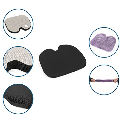 hjh OFFICE 780002 Orthopaedic seat cushion MEDISIT III Cushion with gel honeycomb structure, removable cover, black