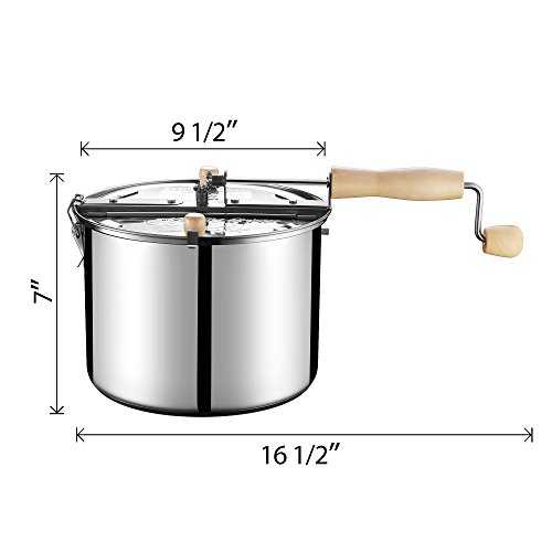 Great Northern Popcorn Company 6251 Northern Original Stainless Steel Stove Top 6 1/2 Kettle-Theater Popcorn at Home, Silver, 6 Quart