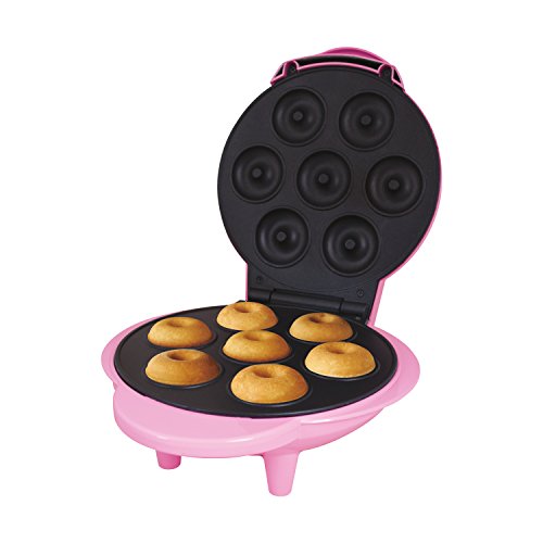 Global Gizmos 35580 Mini Doughnut Maker/Easy Clean Non-Stick Plates/Cool Touch Handle/Makes 7 Mini Donuts/Unique Thermostatic Design Prevents Ove