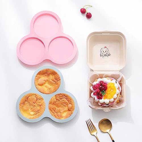 Donfulily Silicone Air Fryer Egg Pan 4-inch, 3 Hole Pancake Pan Fried Egg Pan for Air Fryer Baking Cooking Accessories (Grey)