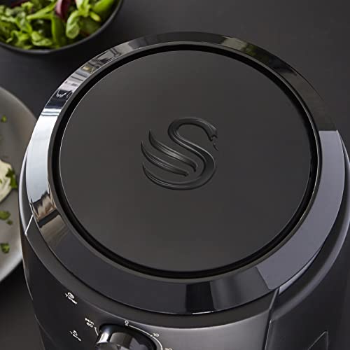 Swan SD75210BLKN Stealth 4.7L Manual Air Fryer with Adjustable Temperature, 60 Minute Timer, Compact, 1500W, Matte Black