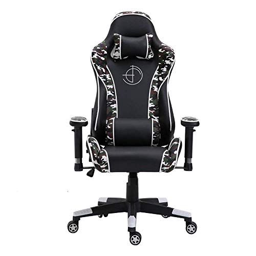 Mu Rotating Game Chair, Racing Style with Lumbar Support and Headrest, Adjustable Office Chair, Metal Frame Internal Sponge, Suitable for Game Ha