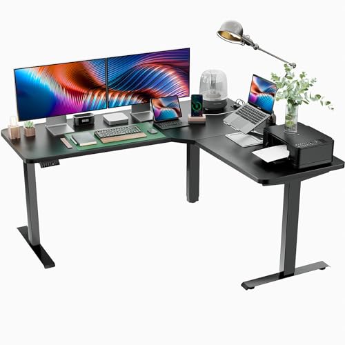 Marsail L Shaped Standing Desk, 63x55 Inch Standing Desk Adjustable Height with 4-in 1 Electical Outlet, Electric Standing Desk Stand up Desk for