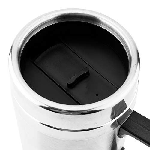 Electric Kettle, Qiilu Electric Kettle, 350ML + 150ML Stainless Steel Car Electric Kettle Coffee Tea Thermos Water Heating Cup 12V