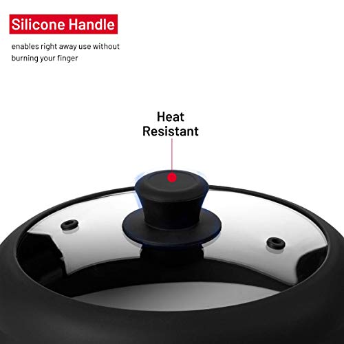 Bezrat Vented Glass Microwave Plate Cover | Large 12-inch Splatter Guard Lid | Firm Grip Silicone handle | 100% Food Grade | Dishwasher Safe (Bla