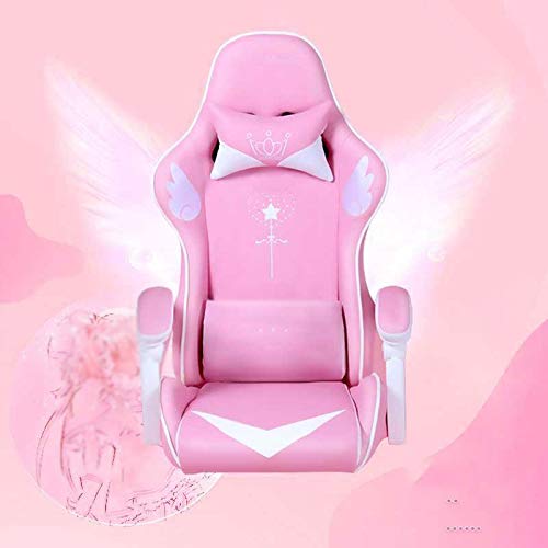 LEIGE Game Chair Can-Go-to-Computer-Chair Cafe Pink Comfortable Girl Fashion Cute Home Internet