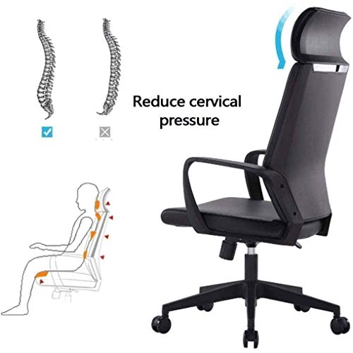 KJHD Office Chair with Headrest Pillow Adjustable Ergonomic Lift Transfer Home Computer Chair Simple Modern Backrest Stool