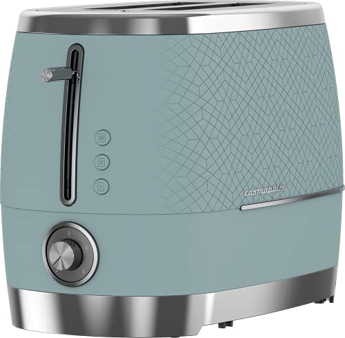 Beko Cosmopolis Toaster TAM8202T, Retro Duck Egg Teal Design , Extra Wide Slot 2-Slice Toaster , Includes Defrost, Reheat & Cancel Functions