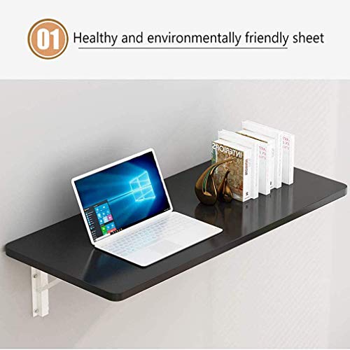 MYYINGELE Folding Wall-mounted Table for Small Space, Solid Wood Kitchen Drop Leaf Table, Compact Computer Study Desk for Office Home, Blue, 80x4