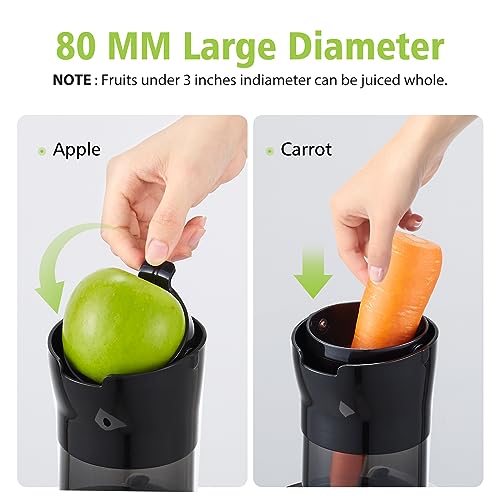 Juicer Machines, Aobosi Slow Masticating Juicer with 8CM Large Feed Chute, Cold Press Juicers for Whole Fruit and Vegetable with Easy to Clean Br