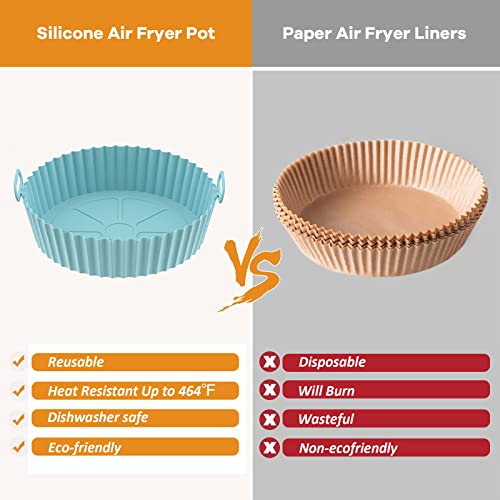 Air Fryer Silicone Liner, 2 Pack Reusable Silicone AirFryer Liners, 7.8 inch Air Fryer Accessories for Ninja COSORI Tower, Fits 3.6 to 6.8QT Air