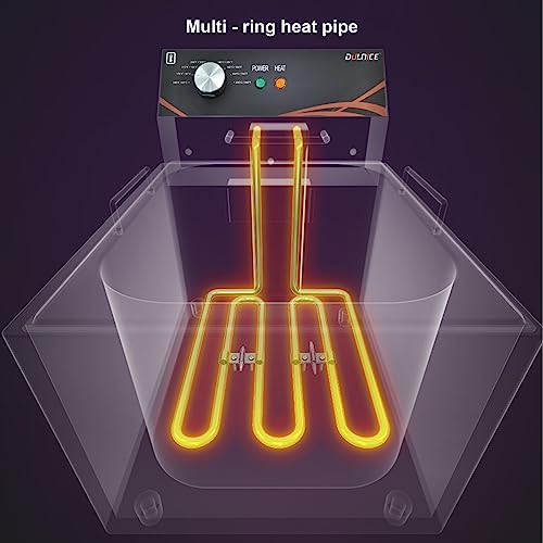 DULNICE 3000W Electric Deep Fryer with Single Tank & Lid Commercial Deep Fat Fryer, 6 Litre Stainless Steel Countertop Kitchen Oil Chip Fryer Tem