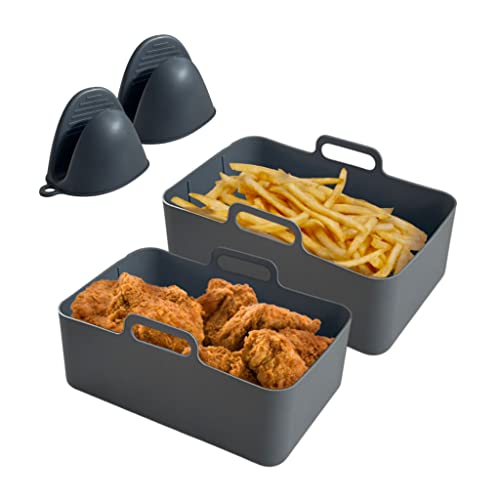 Silicone Air Fryer Liners for Ninja Air Fryer Dual, Ninja Air Fryer Accessories, Reusable Air Fryer Silicone Liner, 7.6l Airfryer Liners, Airfrye