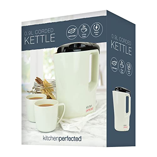 KitchenPerfected 1000w 0.9Ltr Corded Lightweight Travel Kettle with 2 cups - Cream - E1201WI