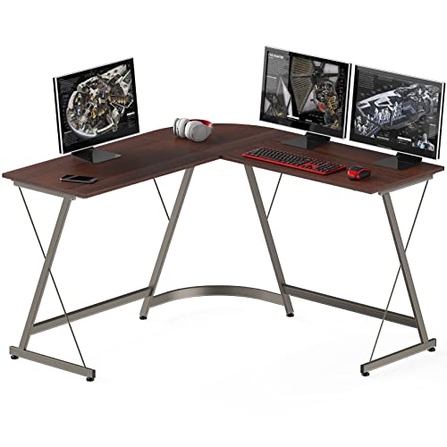 SHW Corner Home Office Desk, Walnut