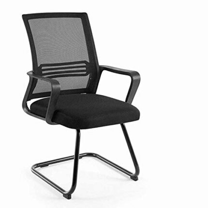 ZZ Office Bow Mesh Gauze Computer Chair Metal Square Back Home Study Chair,Black,1