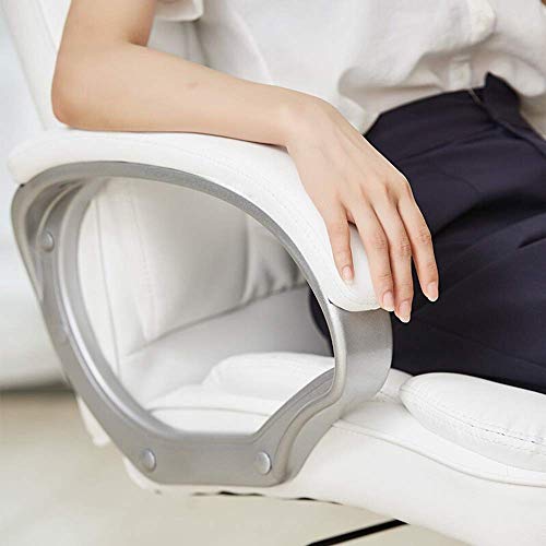 MU White Reclining Office Chair Computer Desk Chair Thicken Padded Swivel Executive Office Chair for Office Home Office Chair