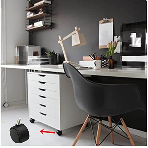 SKOAJAS Plate Casters 5pcs Office Chair Caster Nylon Plastic Replacement Furniture Wheels,Smooth Rolling,Protect Floors,Capacity 100KG,with Threa