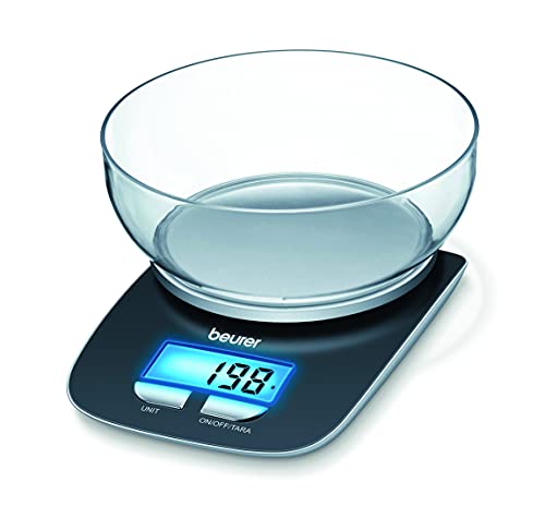 Beurer KS25 Digital Kitchen Scale | With 1.2l weighing bowl | Tare weighing function | Adjustable between kg, g, lb, oz | 3kg weight capacity