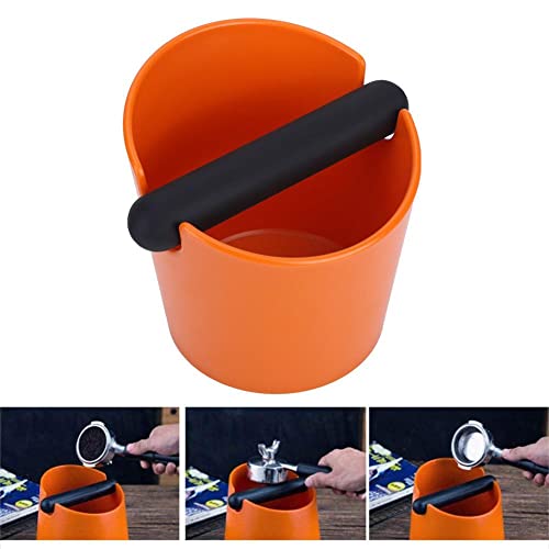 Coffee Grounds Knock Box, Coffee Knock Box Household Detachable Knock Bar Anti‑ Slip Coffee Grind Dump Bin for Coffee Shop Orange