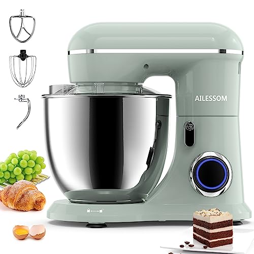 AILESSOM 3-IN-1 Electric Stand Mixer, 660W 10-Speed With Pulse Button, Attachments include 6.5QT Bowl, Dough Hook, Beater, Whisk for Most Home Co