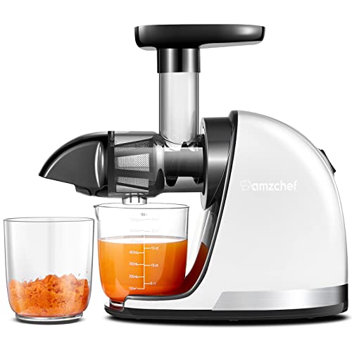 AMZCHEF Juicer Machines - Cold Press Slow Juicer - Masticating Juicer for Whole Fruits and Vegetables - Delicate Chew No Need to Filter - BPA Fre