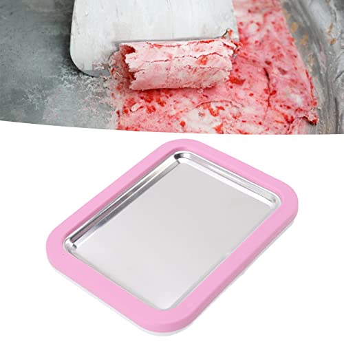 BAOFUYA Ice Cream Roll Maker, Stainless Steel DIY Handcraft Make Easy Ice Cream Rolls with 2 Spatulas for Kids Family Yogurt Sorbet Gelato pink