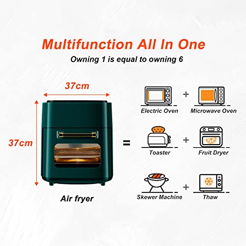 INMOZATA Air Fryer 15L, Oil Free Air Fryer Oven with 3Ties, Rapid Air Circulation, One-Touch Digital Screen, 4Presets & Warm & 24Hours Timing, Di