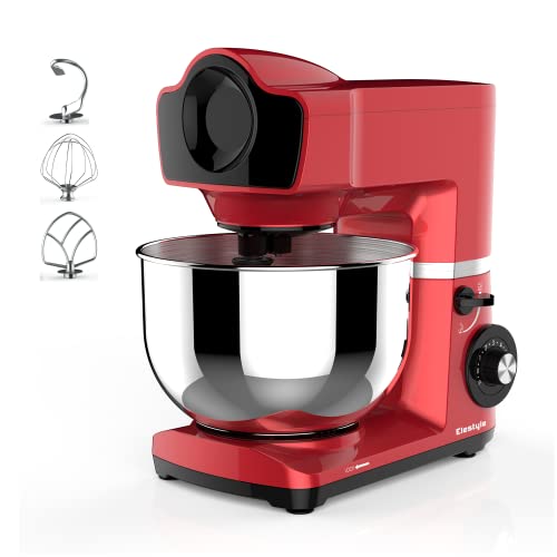 ELESTYLE Stand Mixer, 6L Food Mixer, 1500W, 6 Speeds with Pulse Kitchen Electric Mixer, Tilt-Head Cake Mixer with Stainless Steel Bowl, Dough Hoo