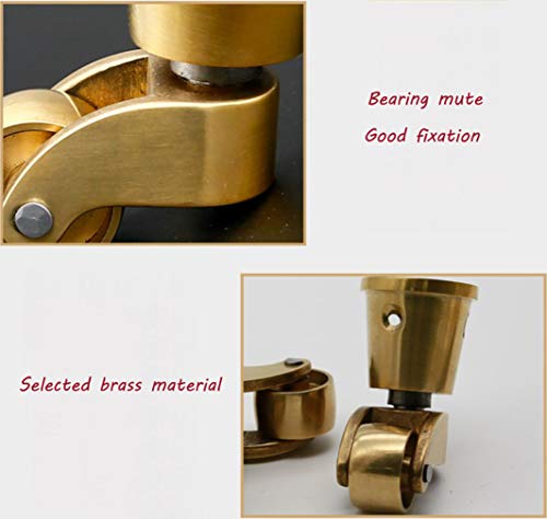 SKOAJAS Plate Casters Solid Brass Caster Wheels,Round-Cup Swivel Furniture Castor,Universal 360 Degree Swivel Casters,Sofa Chair Furniture Castor