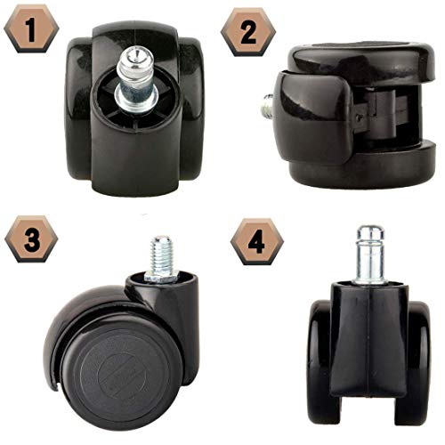 SKOAJAS Plate Casters 2" 50mm Office Chair Caster Wheels,Replacement Polyurethane Computer Chair Casters,Heavy Duty Furniture Swivel Wheels,Unive