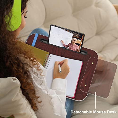 Laptop Lap Desk with Cushion, Tablet Holder and Detachable Mouse Tray, Fits Up to 16.1 Inches Laptops, Lap Desk for Bed Couch Sofa and Table