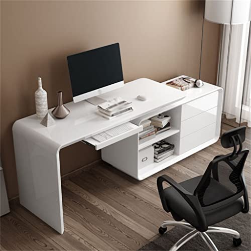 LEIGE Office Desk Computer Desk Swivel Angle Multifunctional Desk White Office Furniture