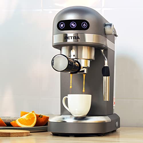 Petra PT5240 Espresso Coffee Machine - Milk Frothing Wand, 1.4L, Single & Double Shot, Stylish & Compact, 15-Bar Pressure, Barista Style Coffee,