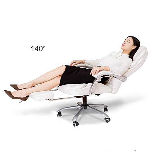 MU White Reclining Office Chair Computer Desk Chair Thicken Padded Swivel Executive Office Chair for Office Home Office Chair