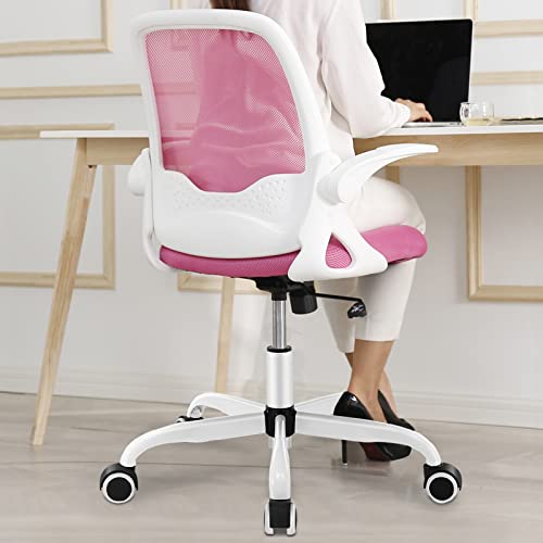 Office Chair, KERDOM Ergonomic Desk Chair, Breathable Mesh Computer Chair, Comfy Swivel Task Chair with Flip-up Armrests and Adjustable Height (9