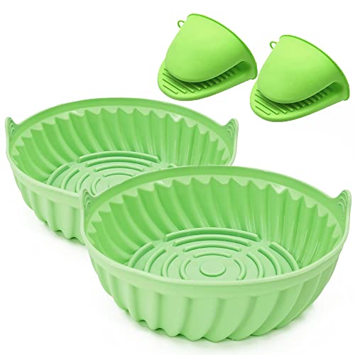 Air Fryer Silicone Pan, Silicone Air Fryer Liner 7.5 inch Air Fryer Silicone Basket Reusable Silicone Air Fryer Liner Oven Resistant Non Stick Ma