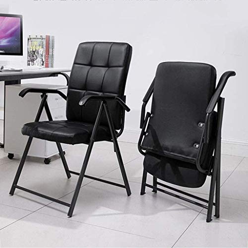 n/a Classic Leather Office Desk Guest Chair with Metal Frame, Comfortable and Breathable, Black