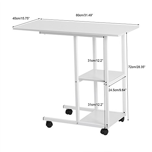 Over Bed Table, Home Office Portable Mobile Over Bed Table Sofa Couch Rolling Wheel Laptop Computer Desk
