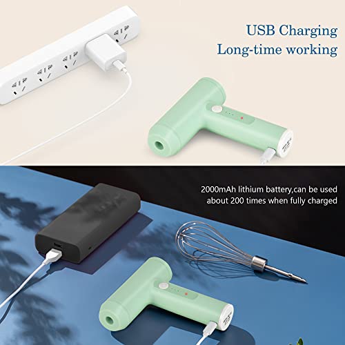 Electric Whisk- LHBD Cordless Hand Mixer Portable Handheld Electric Mixer with 3-speed Self-Control, 304 Stainless Steel Beaters & Balloon Whisk,