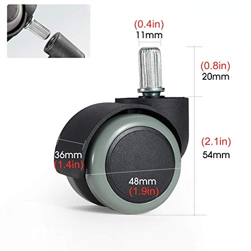 SKOAJAS Plate Casters 48mm Universal Office Chair Caster Wheels,Swivel Chair Wheels in Polyurethane,Casters for Hard Floors,Replaceable Furniture