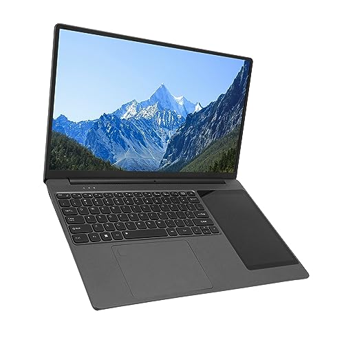 Aeun Laptop, 4 Core 4 Thread Laptop Computer Front 0.3MP Camera Dual Screen M.2 2280 100-240V 16G LPDDR4 N5095 Processor for Office (UK Plug 16G+