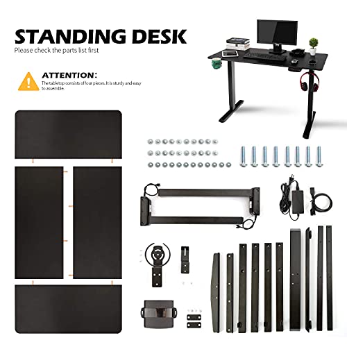 OUTFINE Heavy Duty Dual Motor Height Adjustable Standing Desk Electric Dual Motor Home Office Stand Up Computer Workstation with Splice Board (Bl