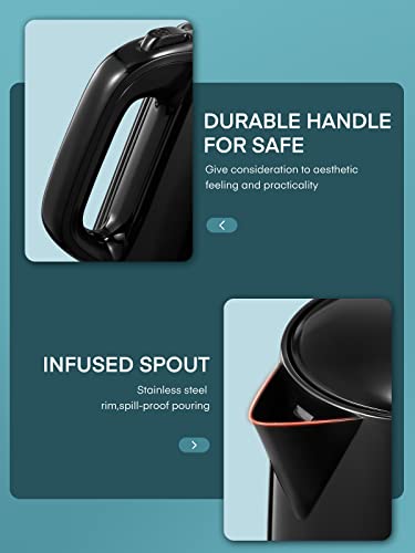 Electric Kettles 3000W - FOHERE Fast Boil Kettle - Light Weight Kettle with BPA-Free - Wide Easy Fill Opening - Limescale Filter - Auto Shut-Off