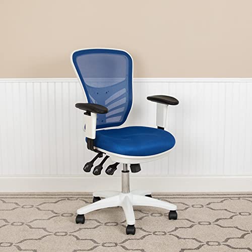 Flash Furniture Office Chair, Mesh, Foam, Polyester, Plywood, Plastic, Metal, Blue, 68.58 x 64.77 x 112.4 cm