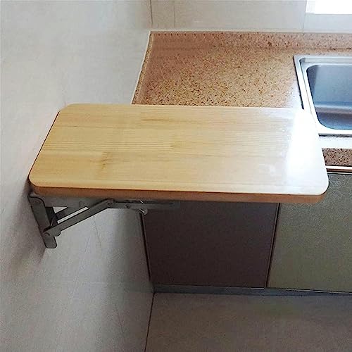 Shykey Wall Mounted Folding Table, Wood Kitchen Dining Table, Home Office Work Laptop Computer Desk, Hanging Drop-Leaf Fold Down Wooden Bookshelf